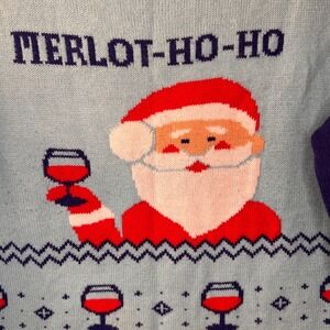 Merlot Ho Ho Santa Womens XL Ugly Christmas Sweater Norther Pole